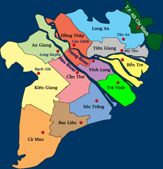 Carte delta du Mékong