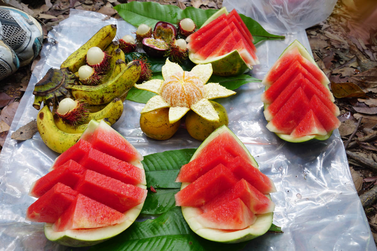 Fruits au repas du trek