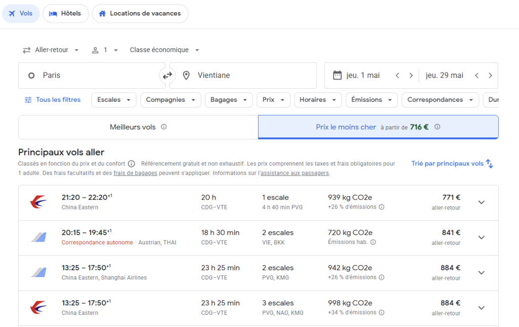 comparateur de vol google multi criteres